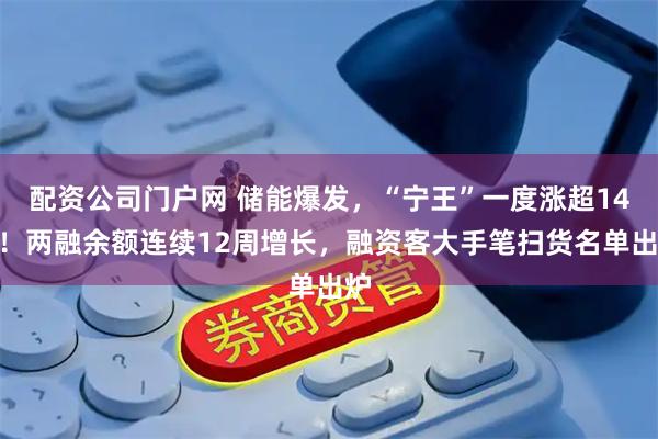 配资公司门户网 储能爆发，“宁王”一度涨超14%！两融余额连续12周增长，融资客大手笔扫货名单出炉