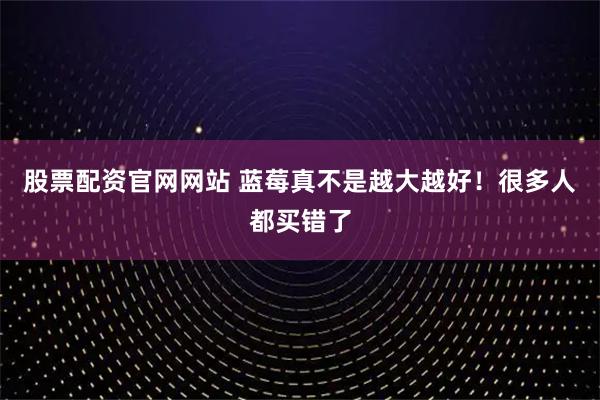 股票配资官网网站 蓝莓真不是越大越好！很多人都买错了